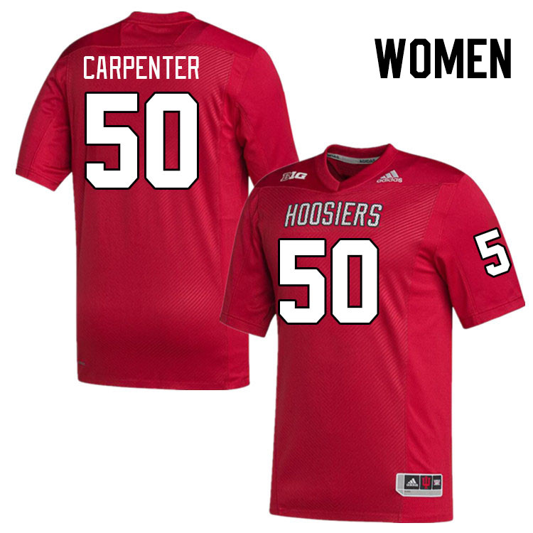 Women #50 Zach Carpenter Indiana Hoosiers College Football Jerseys Stitched-Red